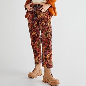 Free People City Slouch paisley corduroy pants. Brand new, never worn!